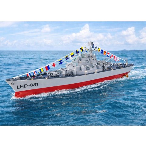 Okręt Wojenny Militarny Zdalnie Sterowany RC Oświetlenie LED 1:390 LEAN Toys