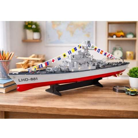 Okręt Wojenny Militarny Zdalnie Sterowany RC Oświetlenie LED 1:390 LEAN Toys