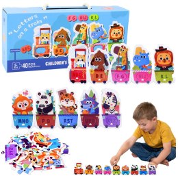 Puzzle Edukacyjne Dla Malucha Alfabet Pociąg Ze Zwierzętami 40 el. LEAN Toys