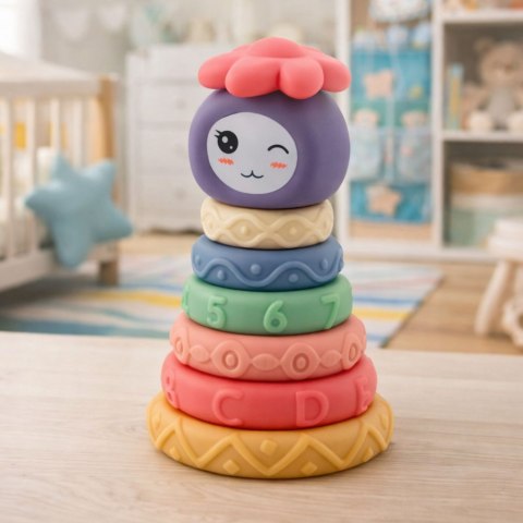 Wieża z Miękkich Klocków Piramida Sensoryczna Kolorowa 8 el. LEAN Toys