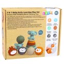 Zestaw Klocki Sensoryczne Gumowe Dla Niemowląt 3w1 Piłeczki Wieża LEAN Toys