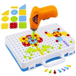 Zestaw Puzzle Klocki Edukacyjne z Wkrętarką Dla Dzieci Walizka 151 el. LEAN Toys