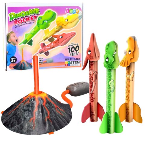 Zestaw Wyrzutnia Dinozaurów Wulkan Rakiety Piankowe Kolorowe LEAN Toys