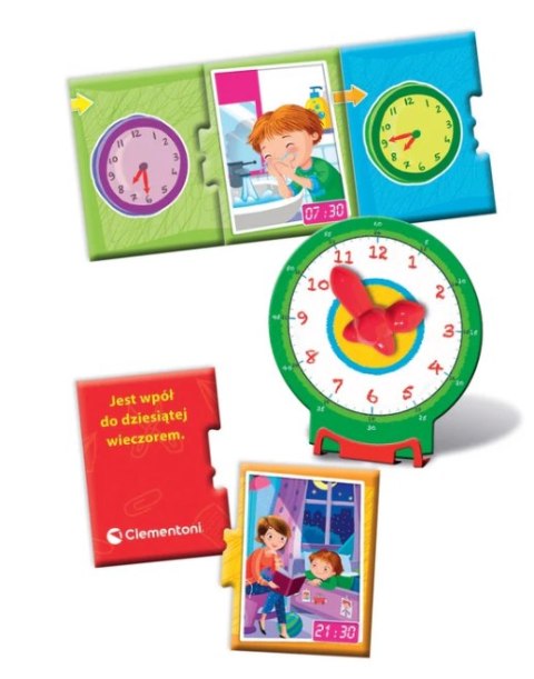 Gra edukacyjna Puzzle Która Jest Godzina? Zegarek Uczę się Bawiąc Język Polski Clementoni 50771 Clementoni