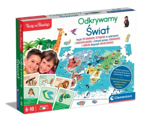 Gra edukacyjna Puzzle Quizy Zwierzęta Odkrywamy Świat Uczę się Bawiąc Język Polski Clementoni 50779 Clementoni