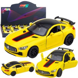 Samochód Sportowy Metalowy Otwierane Drzwi Światła Dźwięki Żółty 1:32 LEAN TOYS