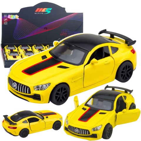Samochód Sportowy Metalowy Otwierane Drzwi Światła Dźwięki Żółty 1:32 LEAN TOYS
