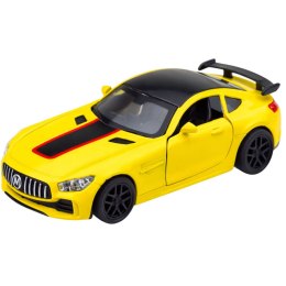 Samochód Sportowy Metalowy Otwierane Drzwi Światła Dźwięki Żółty 1:32 LEAN TOYS