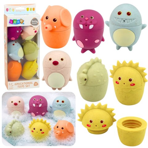 Zabawki Edukacyjne Do Kąpieli Sensoryczne Figurki Gumowe Pastelowe 6 szt. LEAN Toys
