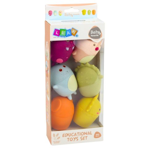 Zabawki Edukacyjne Do Kąpieli Sensoryczne Figurki Gumowe Pastelowe 6 szt. LEAN Toys