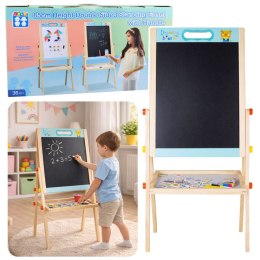 Dwustronna Tablica Drewniana Suchościeralna Kredowa Niebieska LEAN Toys