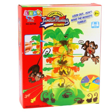Gra Zręcznościowa Rodzinna Spadające Małpki Drzewo Palma Koło Losujące LEAN Toys