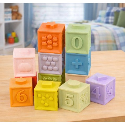 Zestaw Gumowe Klocki Edukacyjne Sensoryczne Cyfry i Faktury 12 el. LEAN Toys