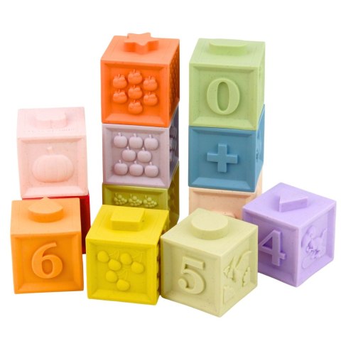Zestaw Gumowe Klocki Edukacyjne Sensoryczne Cyfry i Faktury 12 el. LEAN Toys