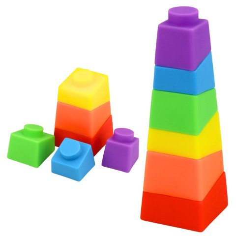 Zestaw Klocki Gumowe Wieża Rakieta Kosmonauta Kolorowe 11 el. LEAN Toys