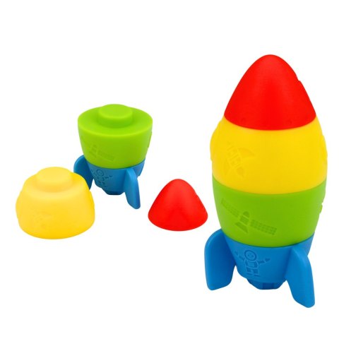 Zestaw Klocki Gumowe Wieża Rakieta Kosmonauta Kolorowe 11 el. LEAN Toys