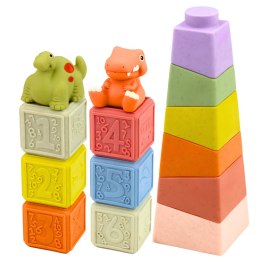 Zestaw Miękkie Klocki Sensoryczne Edukacyjne Gumowe Dinozaury 14 el. LEAN Toys