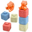 Zestaw Miękkie Klocki Sensoryczne Edukacyjne Gumowe Dinozaury 14 el. LEAN Toys