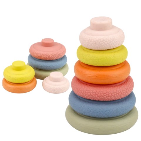 Zestaw Miękkie Zabawki Sensoryczne Piłeczki Piramidka Klocki 18 el. LEAN Toys