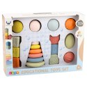 Zestaw Miękkie Zabawki Sensoryczne Piłeczki Piramidka Klocki 18 el. LEAN Toys