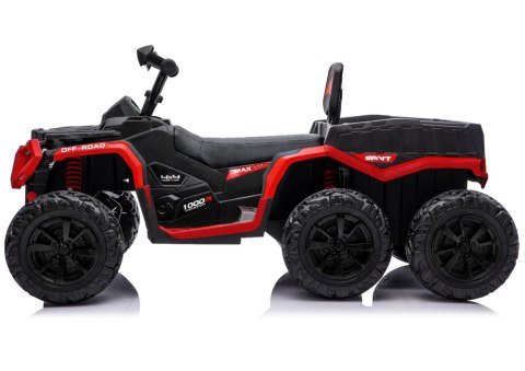 Quad Na Akumulator ATV 6 Kół Z Przyczepką JC606 24V 4x4 Czerwony LEAN CARS