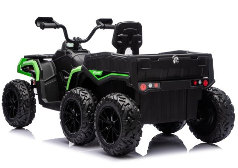Quad Na Akumulator ATV 6 Kół Z Przyczepką JC606 24V 4x4 Zielony LEAN CARS