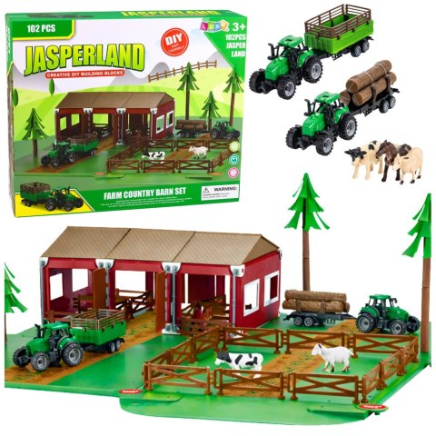 Zestaw Farma Gospodarstwo Zagroda Traktory Zwierzęta 102 el. LEAN Toys