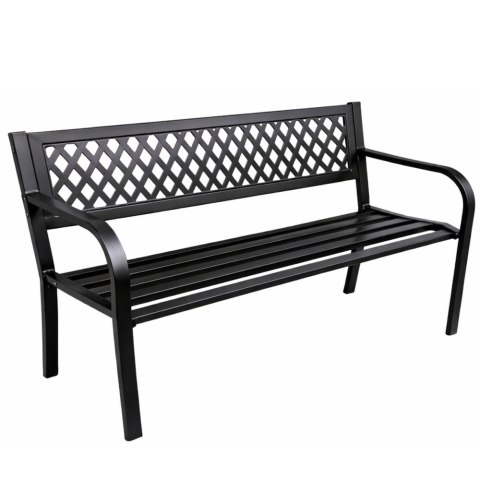 Ławka Ogrodowa Parkowa Taras Ogród Metalowa Oparcie Czarna 120 cm LEAN