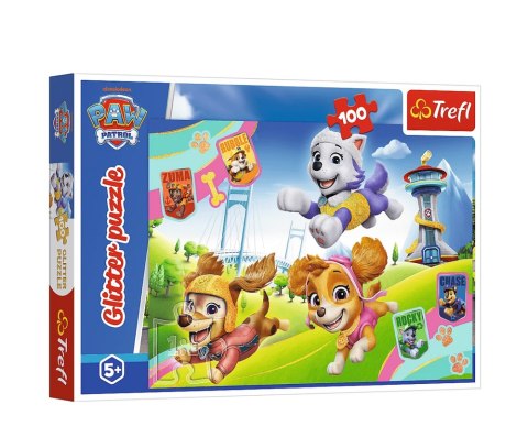 Puzzle - 100 Glitter - Psi Patrol - Błyszczące psiaki - Trefl 14835 Trefl Puzzle