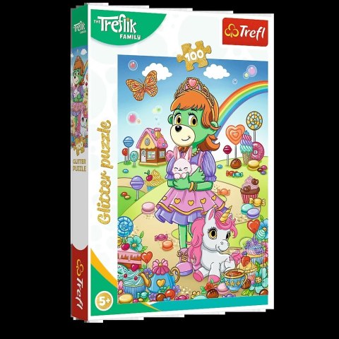 Puzzle - 100 - Rodzina Treflików - Brokatowe Trefliki - Trefl 14833 Trefl Puzzle