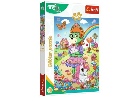 Puzzle - 100 - Rodzina Treflików - Brokatowe Trefliki - Trefl 14833 Trefl Puzzle