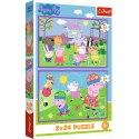 Puzzle - 2x24 - Peppa na placu zabaw - Świnka Peppa - Trefl 34435 Trefl Puzzle