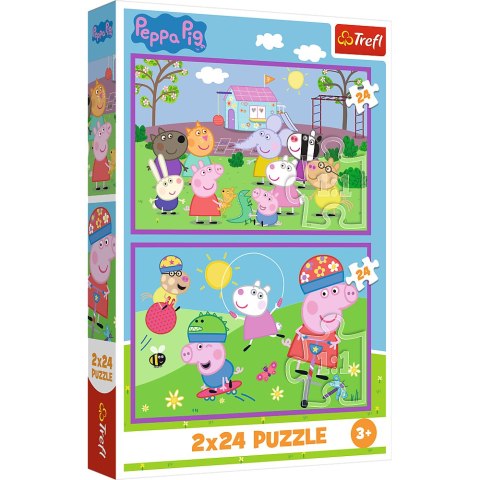 Puzzle - 2x24 - Peppa na placu zabaw - Świnka Peppa - Trefl 34435 Trefl Puzzle