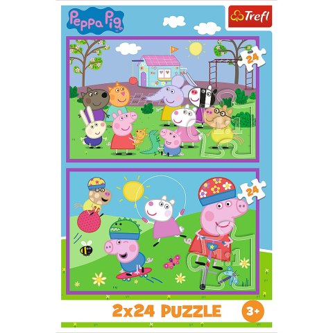 Puzzle - 2x24 - Peppa na placu zabaw - Świnka Peppa - Trefl 34435 Trefl Puzzle