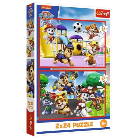 Puzzle - 2x24 - Psi dzień zabaw - Psi Patrol - Trefl 34434 Trefl Puzzle