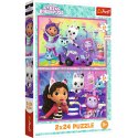 Puzzle - 2x24 - Zabawy z Gabby - Koci Domek Gabi - Trefl 34433 Trefl Puzzle