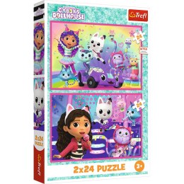 Puzzle - 2x24 - Zabawy z Gabby - Koci Domek Gabi - Trefl 34433 Trefl Puzzle