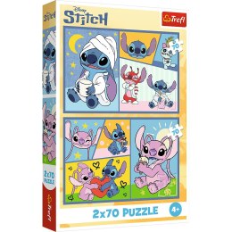 Puzzle - 2x70 - Ze Stitchem nie ma nudy - Disney Lilo i Stitch - Trefl 34444 Trefl Puzzle