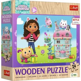 Puzzle - 24 Drewniane - Wesoła Gabi i przyjaciele - Koci Domek Gabi - Trefl 20268 Trefl Puzzle