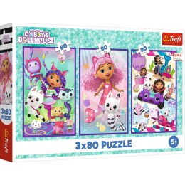 Puzzle - 3x80 - Kolorowe dni Gabby - Koci Domek Gabi - Trefl 34882 Trefl Puzzle