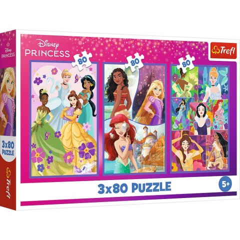 Puzzle - 3x80 - Księżniczki przyjaciółki - Disney Princess - Trefl 34884 Trefl Puzzle