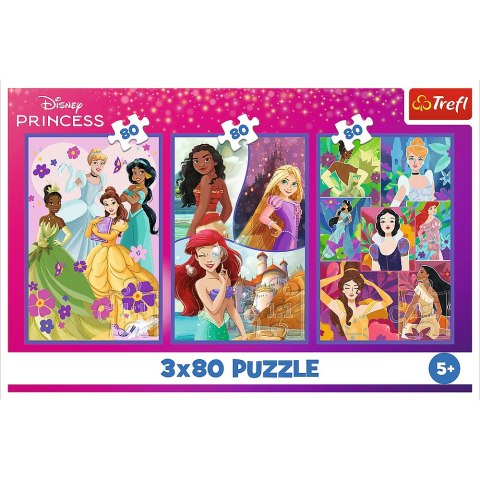 Puzzle - 3x80 - Księżniczki przyjaciółki - Disney Princess - Trefl 34884 Trefl Puzzle