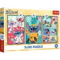 Puzzle - 3x80 - Świat Stitcha - Trefl 34885 Trefl Puzzle