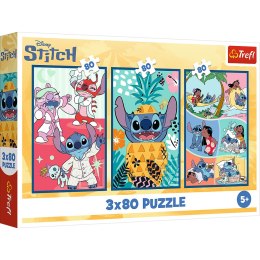 Puzzle - 3x80 - Świat Stitcha - Trefl 34885 Trefl Puzzle