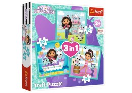 Puzzle - 3w1 (20, 36, 50) - Aktywności Gabbi - Koci Domek Gabi - Trefl 34871 Trefl Puzzle
