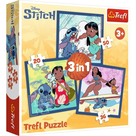 Puzzle - 3w1 (20, 36, 50) - Czas ze Stitchem - Disney Lilo i Stitch - Trefl 34896 Trefl Puzzle