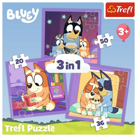 Puzzle - 3w1 (20, 36, 50) - Poznaj Bluey - Trefl 34895 Trefl Puzzle