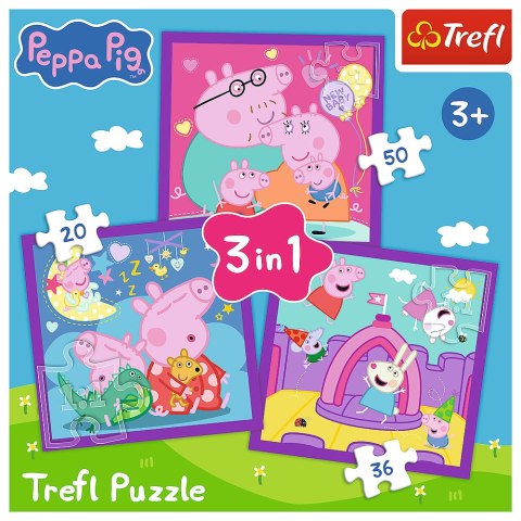 Puzzle - 3w1 (20, 36, 50) - Zwyczaje świnki Peppy - Świnka Peppa - Trefl 34893 Trefl Puzzle