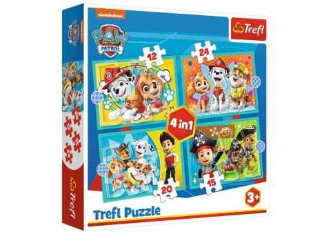 Puzzle - 4w1 (12, 15, 20, 24) - Wesoła ekipa Psiego Patrolu - Psi Patrol - Trefl 34346 Trefl Puzzle