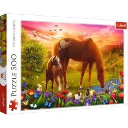 Puzzle - 500 - Konie na łące - Trefl 37451 Trefl Puzzle